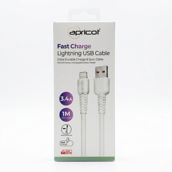 Apricot 3.4A Lightning Hızlı Şarj ve Veri Kablosu