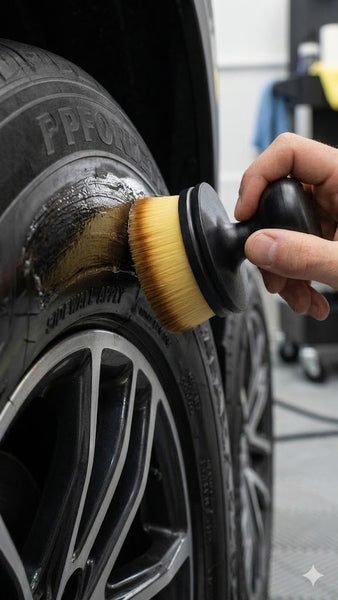 Premium Ergonomik Araç Lastik Parlatıcı ve Torpido Detaylandırma Fırçası – Koruma Kapaklı